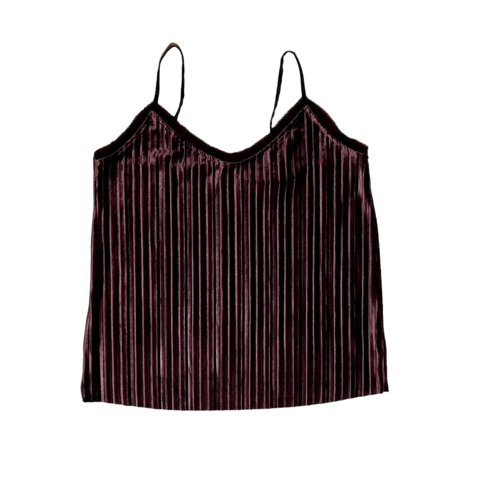 Chic Velvet Striped Camisole in Deep Burgundy